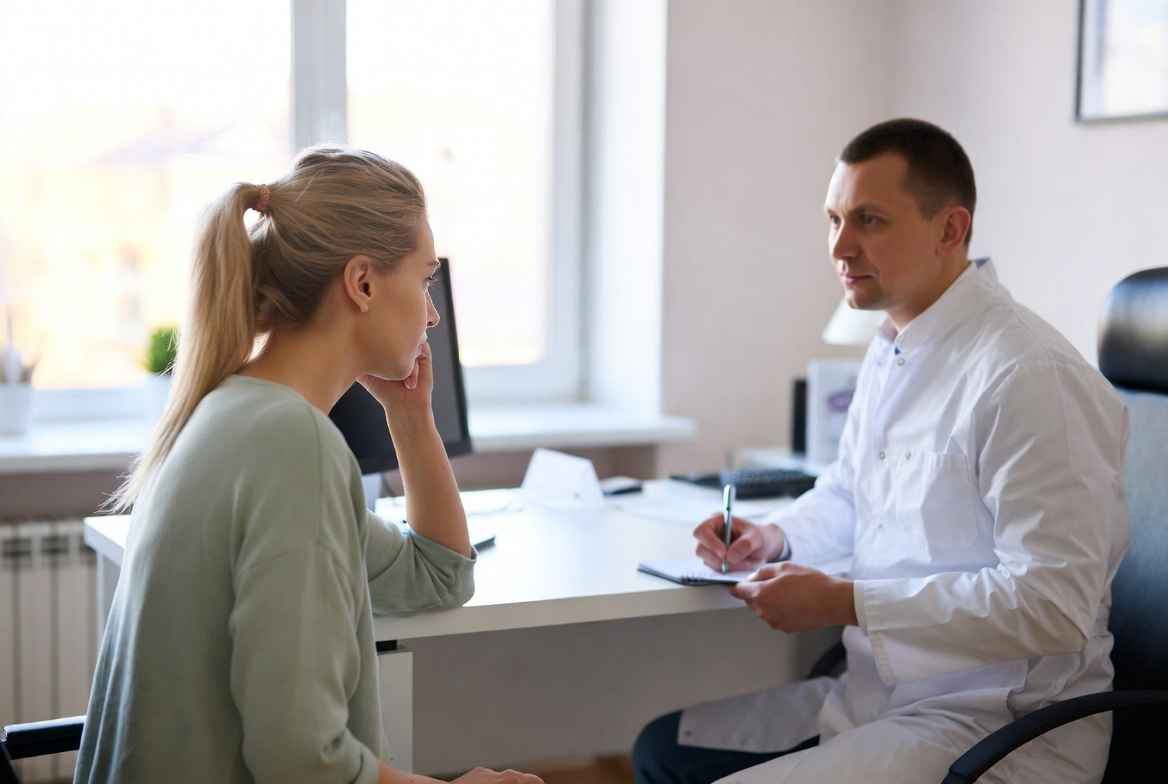 Врач психиатр консультирует пациентку с аффективным расстройством в клинике Бугуруслана